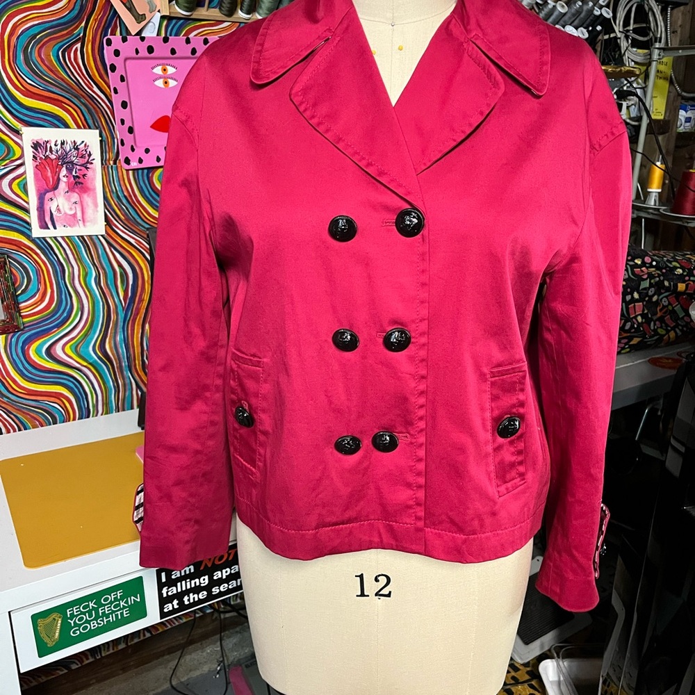 Moschino Women's Cotton Sateen Double-Breasted Red Pea Coat